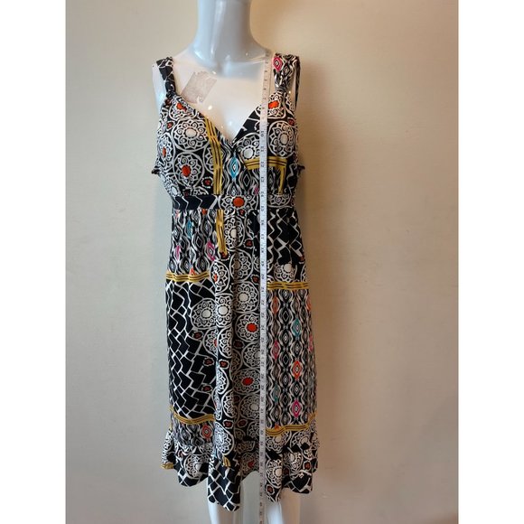 INC Women Multi Print Wrap Sundress WPL8046 Sleeveless Peplum Hem Black White XL - Picture 3 of 5